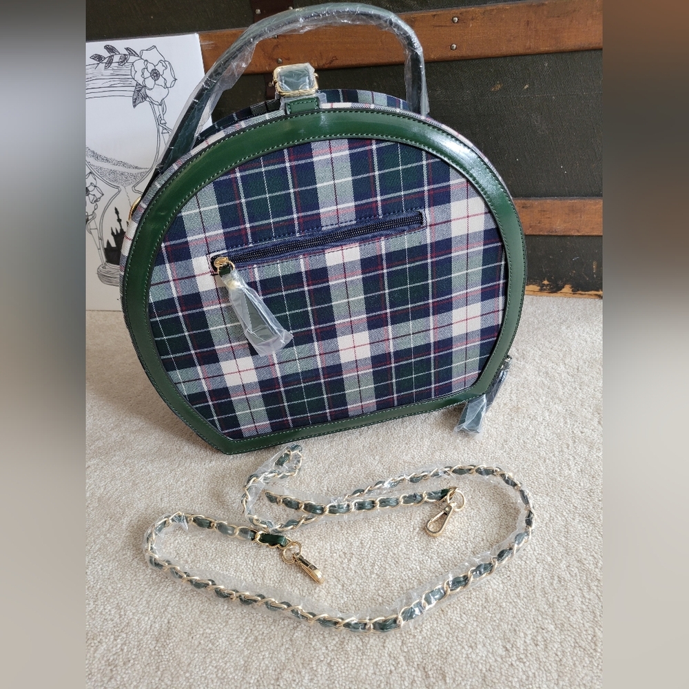 COLLECTIF Vintage  ACCESSORIES RACHEL CHECKED BAG Green Blu Read